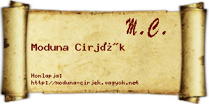 Moduna Cirjék névjegykártya